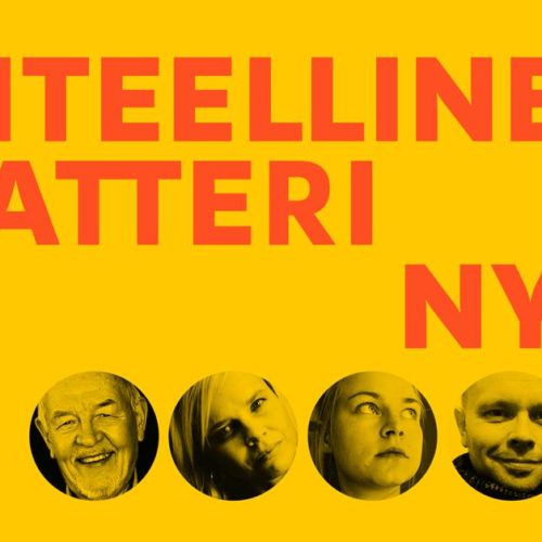 Kollaasi keskustelijoiden kasvokuvista ja otsikko: Taiteellinen teatteri NYT!